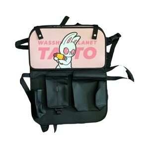 Backseat kick mat with fold down shelf